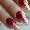 24Pcs Almond Press on Fake Nails Wearable Red Purple Blusher Halo Design False Nails Acrylic Full Over Simple Fashion Nail Tips