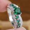 Fashion Heart Shaped Green Zircon Rings for Women Simple Wedding Engagement Jewelry Gift
