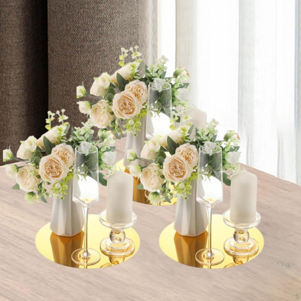 3 шт. Зеркальные центральные элементы для стола Декоративные подносы Круглые тарелки Проекты для творчества