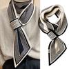 Women's Korean Style Knitted Wool Scarf Spring Autumn Cross Short Plaid Strips Scarves Winter Neck Cover Neck Scarf All-match Collar Scarf