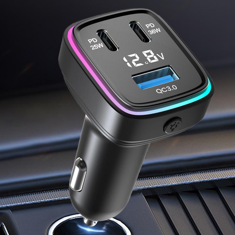 61 Вт восьмицветная подсветка автомобильное зарядное устройство USB быстрая зарядка автомобильный адаптер 3 порта зарядное устройство для телефона автомобильные электроприборы