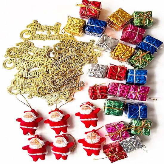 Christmas Tree 2 Feet with 54 Decoration Hanging Ornaments Props Tabletop Miniature Xmas Artificial Pine Tree Party Decor Items for Home