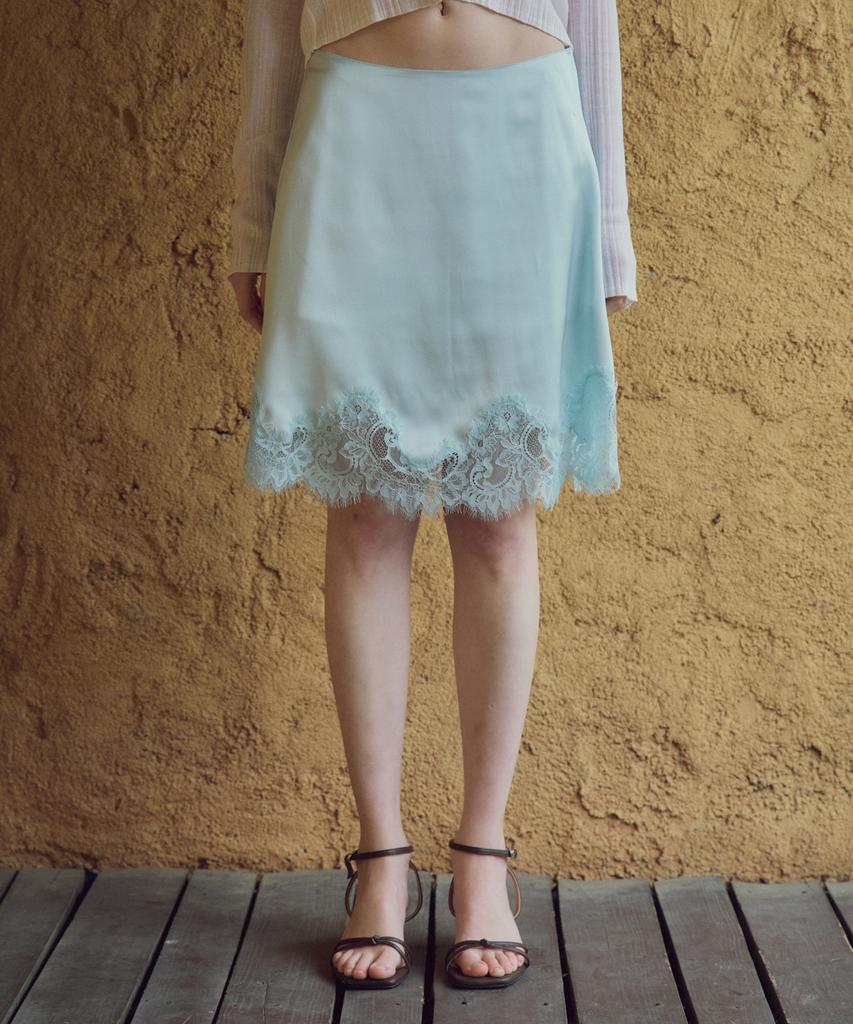 Cita A-Line Lace Satin Skirt_Cts632(Mint)