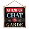 [R3539] - Metal Plaque 'Attention Watch Dog' - 20x20 Cm