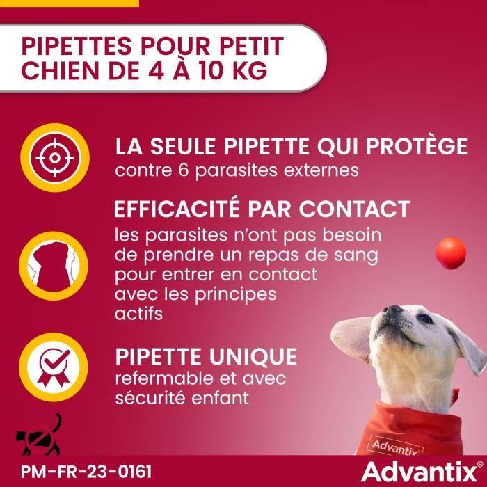 ADVANTIX Chien Solution Antiparasitaire Petite Race 4 à 10kg 4 pipettes