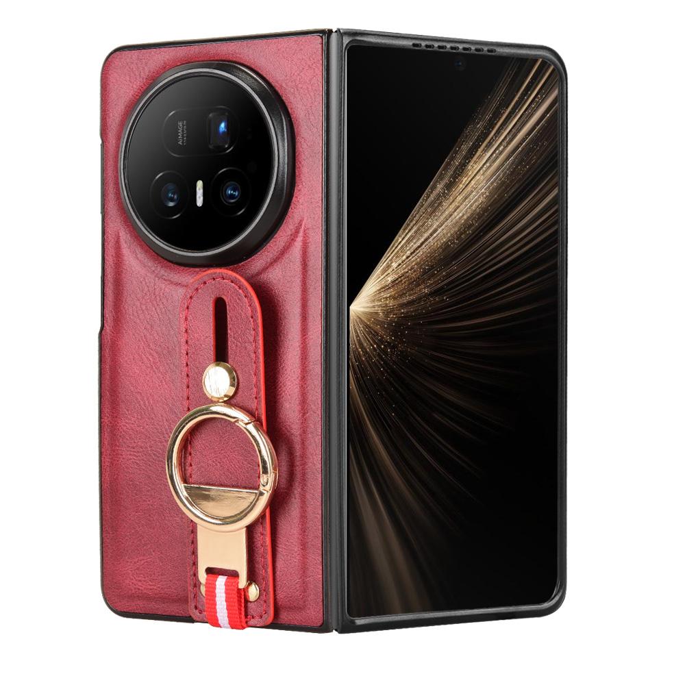 Чехол для Honor Magic V5 5G с ремешком на запястье, подставкой, из кожи + ПК + ТПУ, чехол для телефона с открывалкой для бутылок