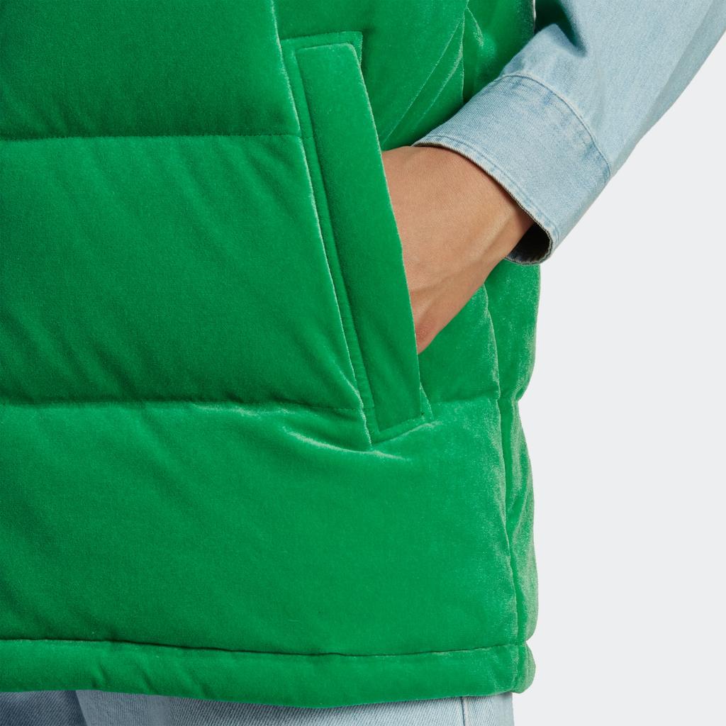 Adidas Оригинальный бархатный жилет FW22 с логотипом, на молнии, женский жилет, зеленый IB2029