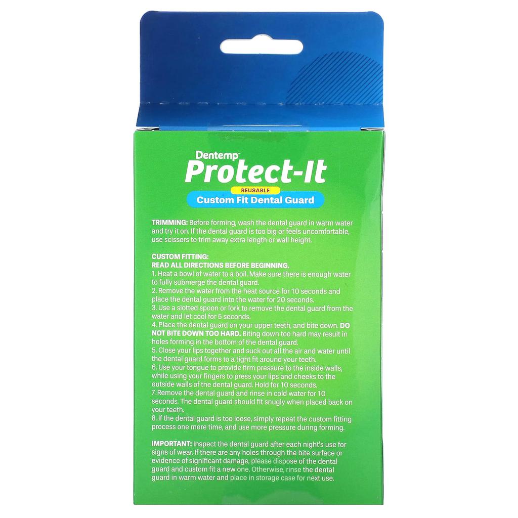 Dentemp Protect-It, многоразовые индивидуальные зубные капы, 8 зубных кап + 1 футляр для хранения