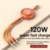 3 в 1 120 Вт Кабель для быстрой зарядки Совместимый Для IPhone Android Micro USB Lighting Type C 6A Выдвижной Зарядное устройство Кабель для передачи данных