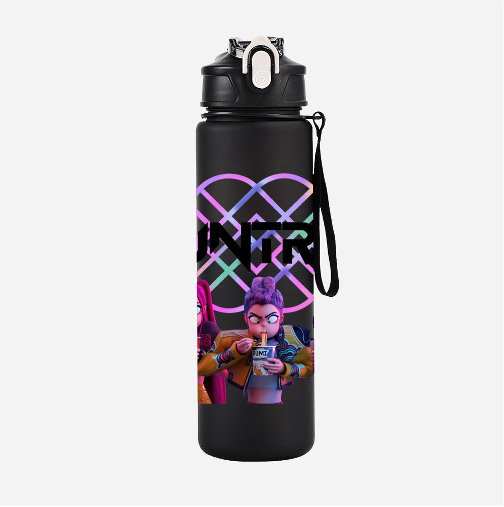 Cartoon K-Pop Demon Hunters Printed 750Ml Water Bottle Large Capacity Drinking Cup Portable Outdoor Sports Water Cup Children Gift