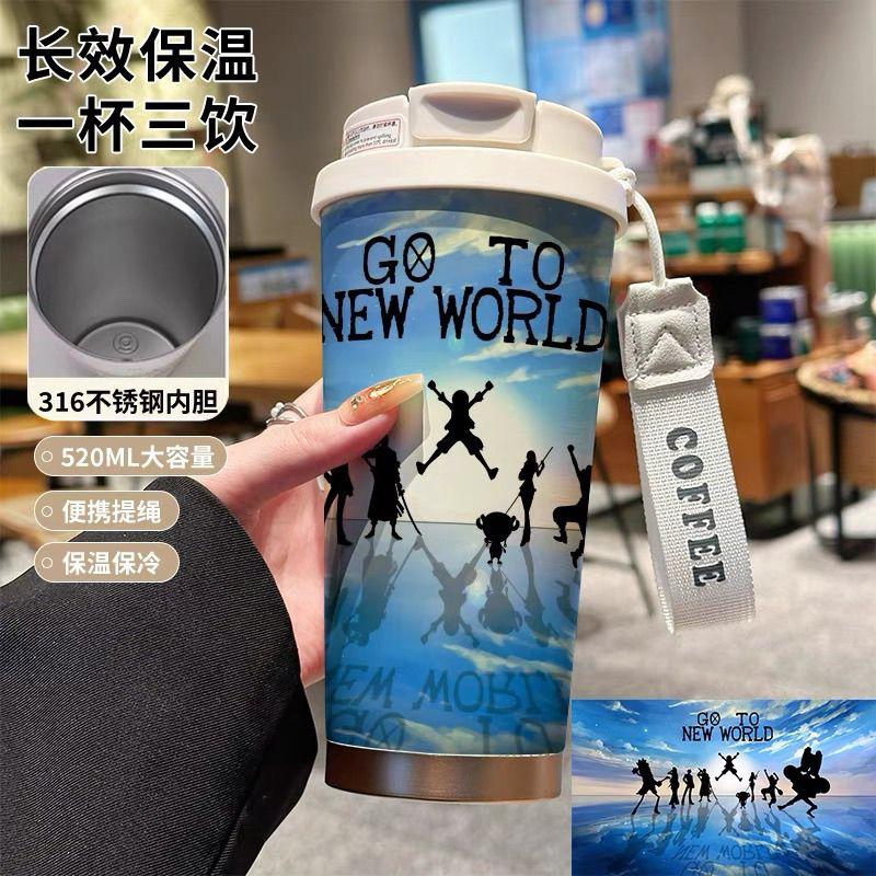 One Piece Луффи мультфильм аниме термокружка высокая ценность кружка для воды студент офисный работник портативный пищевой grade чайник подарок