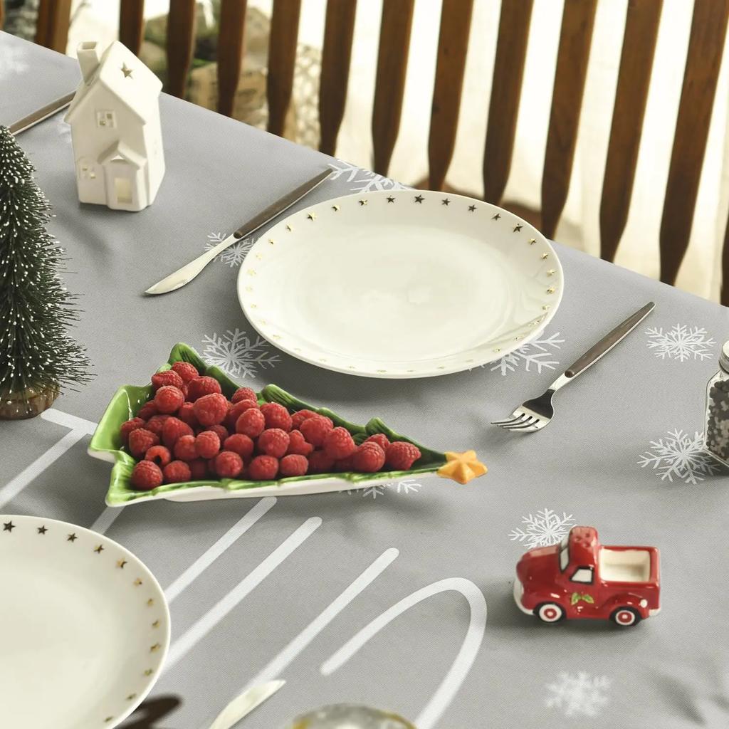 Рождественские Снежные Елки Серый Водонепроницаемая Скатерть Праздничный Декор Зимний Рождественский Кухня Обеденный Стол Скатерть Рождественские Украшения