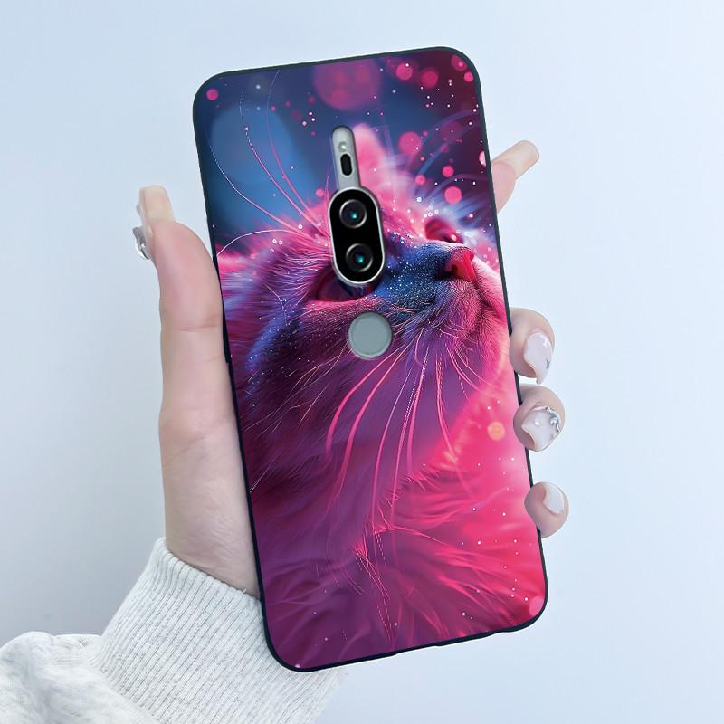 Милый Чехол Для Sony Xperia XZ2 Premium Fundas SO-04K SOV38 Печатный Корпус Защитная Крышка Мягкий Силикон Мультяшный Черный Корпус