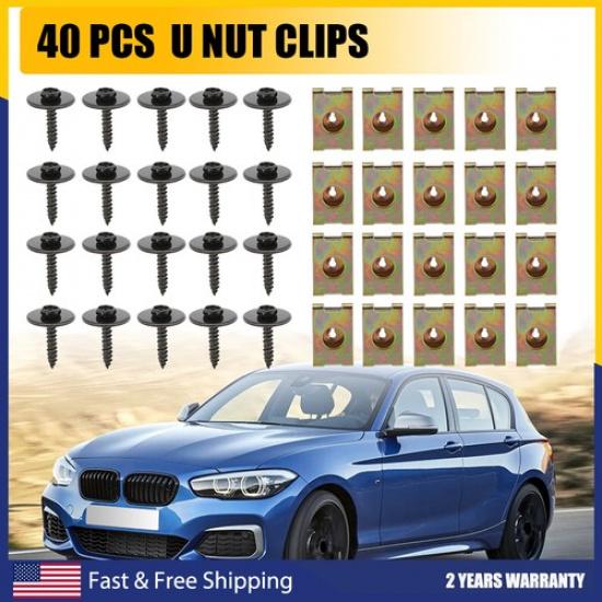 40Pcs For Car BMW Auto Engine Splash Bumper Hardware Metal Shield US Accessories