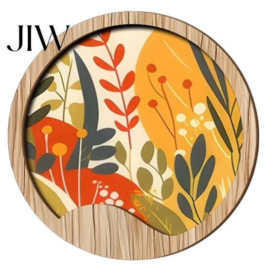 Artistic Wall Hanging Set Nordic Wooden Art Sign, Round Botanical Landscape Decor for Living Interior Decoration Rental Homes Room Bedroom,