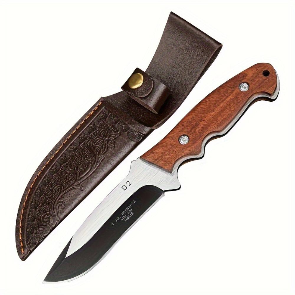 Outdoor Portable Knife, Stainless Steel Shadow Wood, High Hardness Small Straight Knife, Multifunctional Fruit Knife, Hand Handle Meat Knife