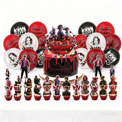 Украшения для вечеринки в честь дня рождения Баннер «С днем рождения» Шары Топпер для торта Вставки для кексов Набор Принадлежности для вечеринки в стиле аниме на день рождения Рождество