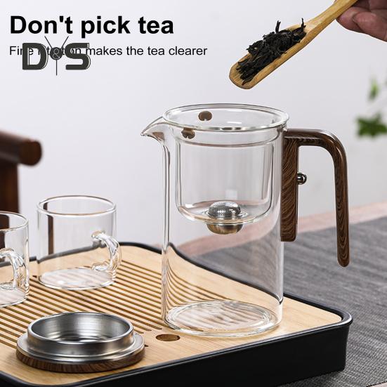 Стеклянный чайник с разделением воды, деревянная ручка, стеклянный чайник с заварочным устройством, носик без подтеков, чайник для заваривания чая