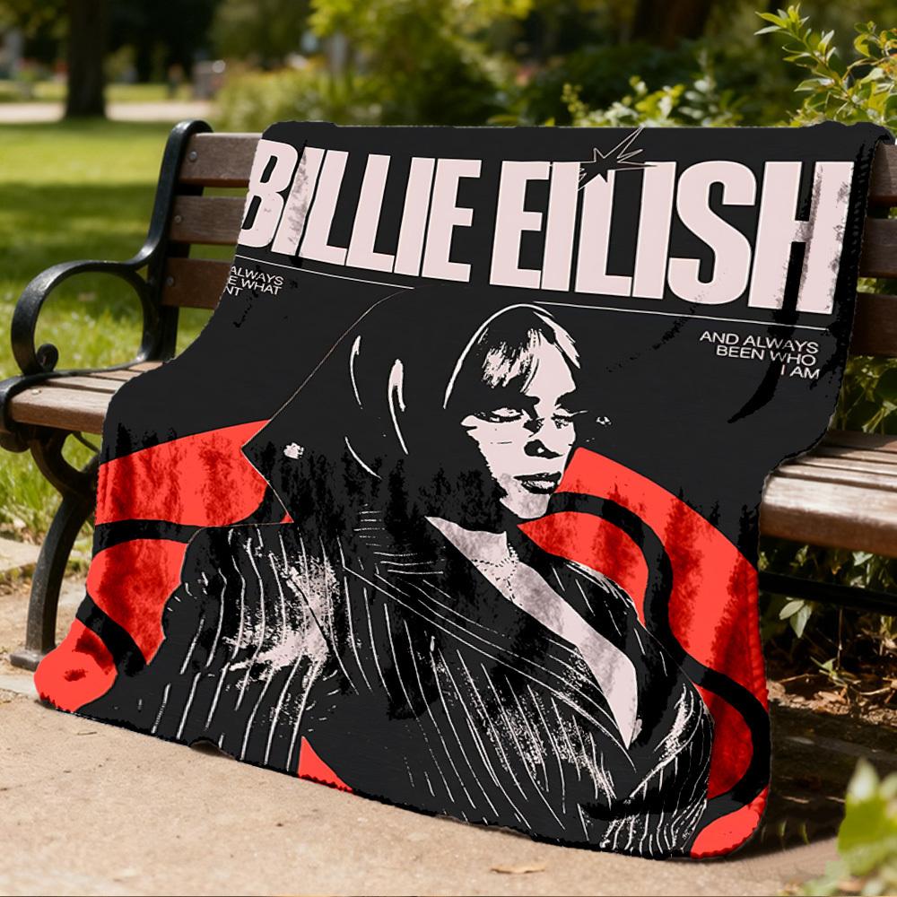1 шт. Фланелевое одеяло Billie Eilish для улицы, Уютное и теплое, Мягкое, Игривый дизайн, Для сна, Кемпинга,