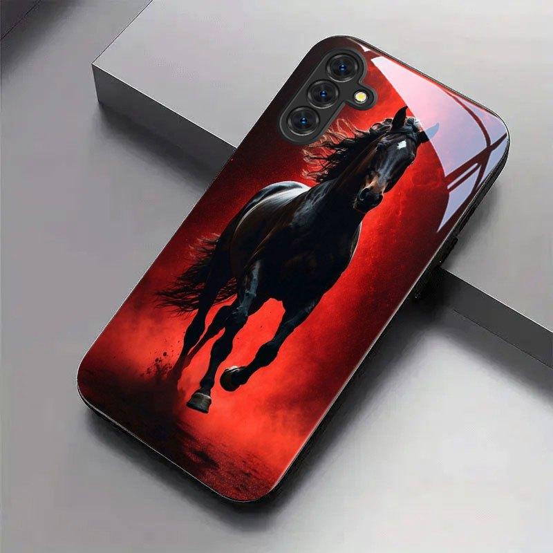 Чехол из закаленного стекла Red Mist Black Horse для Samsung Galaxy S26 S25 S24 S23 S22 S21 S20 fe/plus/Ultra Противоударный