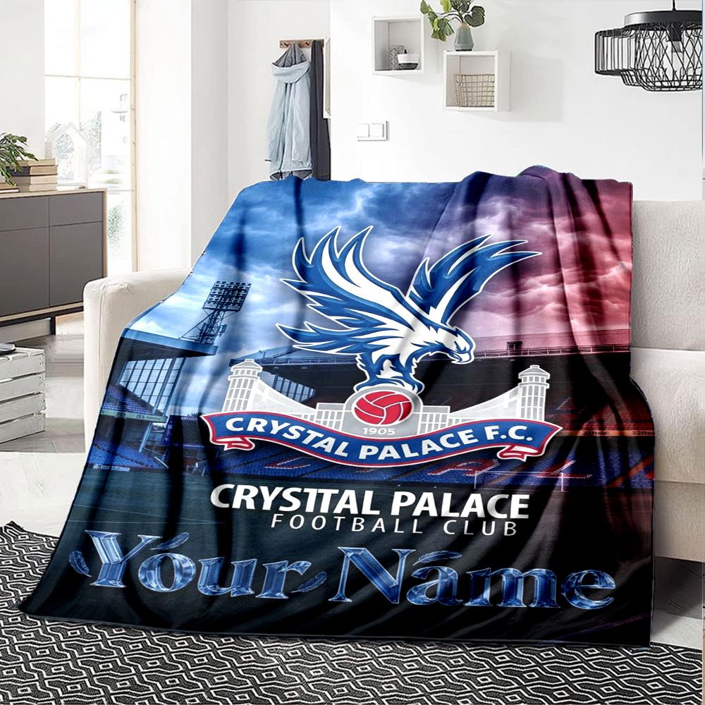 Name Custom Crystal Palace FC Print Flannel Blanket High Quality Warm Comfortable Cover for All Seasons Perfect for Gifts Home Decor