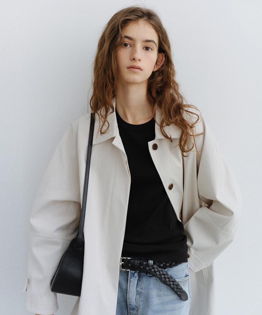 URAGO Hidden Button Half Trench Coat