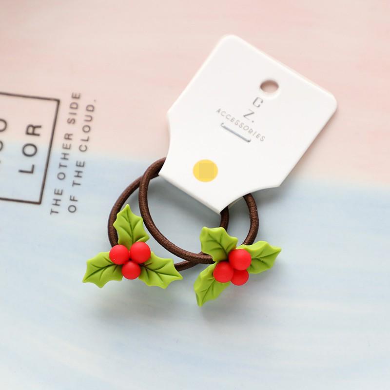 2pcs New Cute Cartoon Christmas Elk Elastic Hair Bands Rubber Hair Tie Rope Girls Hair Scrunchie Ponytail Holder Gum Accessories