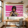 Забавный розовый флаг США Гобелен с улыбающимся парнем - Яркий эстетичный настенный декор для дома