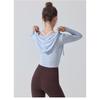 Hooded Long Sleeve Yoga Top Slim Fit Breathable Sports Workout Top