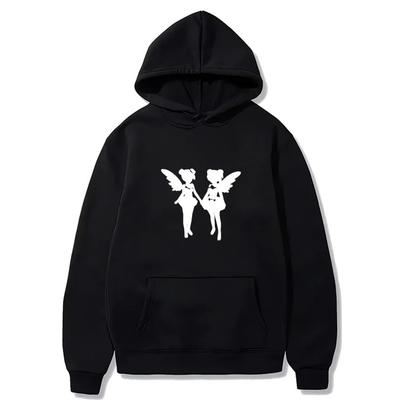 Свитшот с принтом силуэта девушки с крыльями, хип-хоп пуловеры, женские осенне-зимние винтажные флисовые толстовки с длинным рукавом и капюшоном
