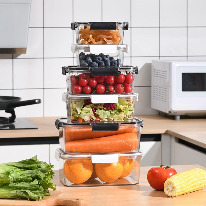 Пластиковый контейнер для хранения свежих продуктов пищевого качества Большая прямоугольная коробка-ланчбокс для фруктов для холодильников Прозрачный герметичный контейнер для хранения