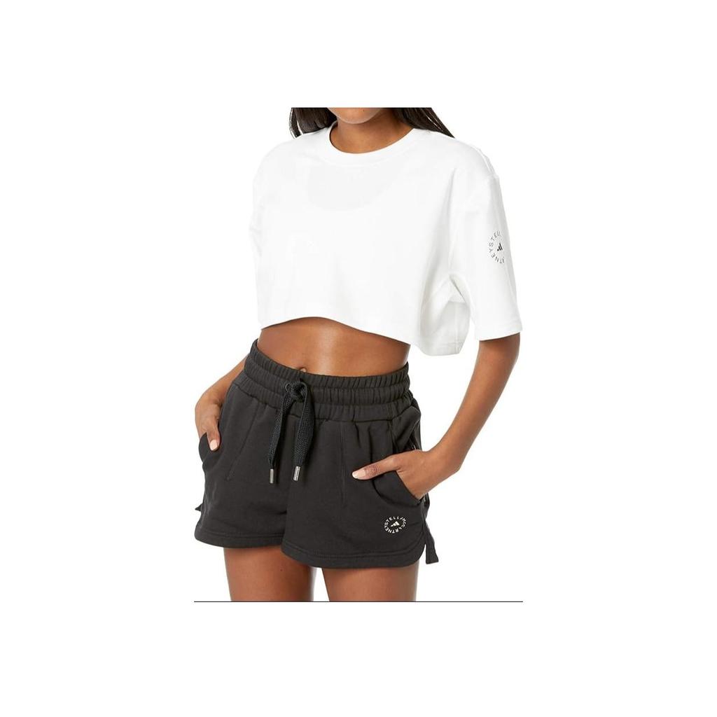 Adidas Letter Print Round Neck Loose Short Sleeve T-Shirt Women Tops White GL7339