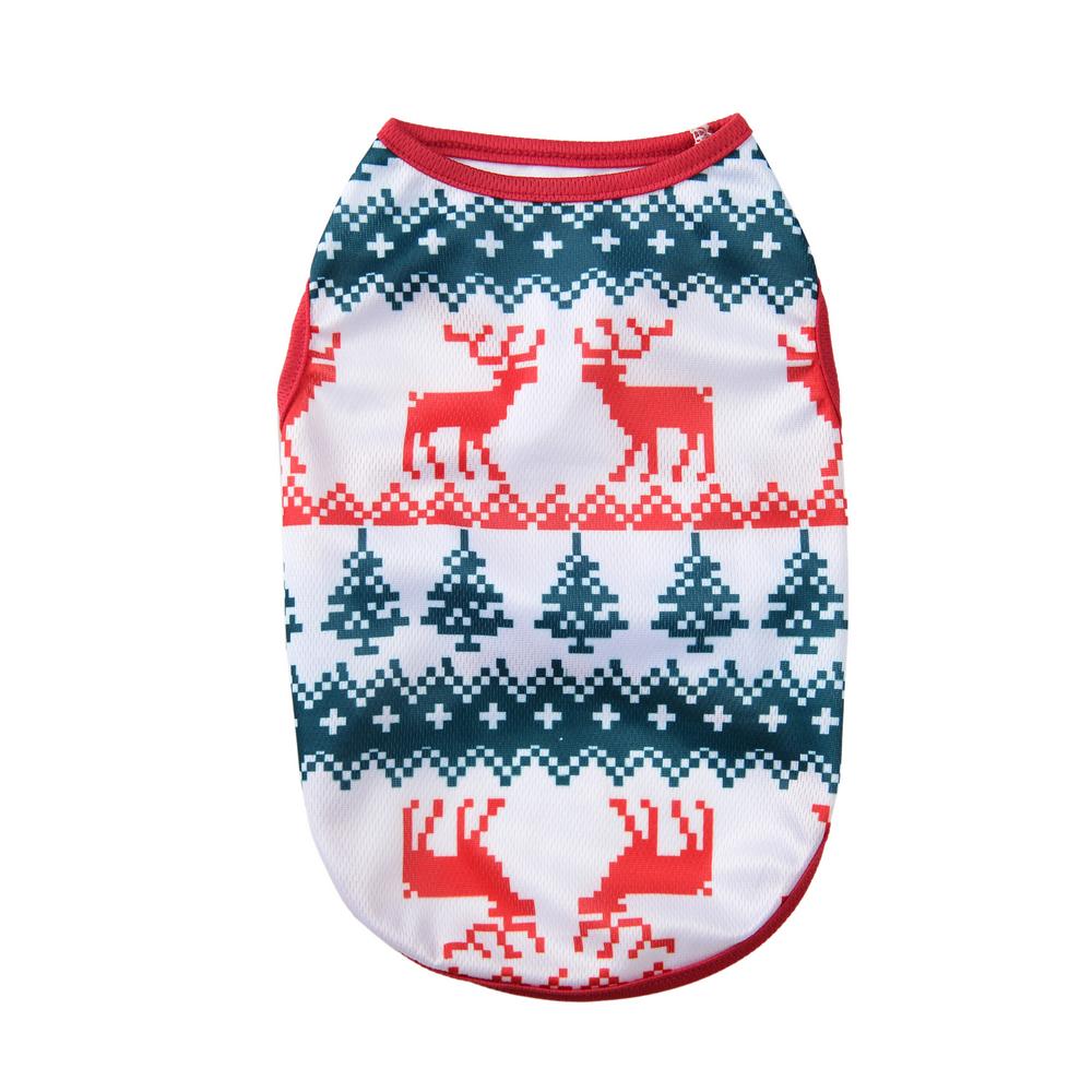 Christmas Dog Clothes For Small Dogs Cats Cute Elk Print Vest Puppy Costume Kitten Shirt New Year Pet Outfits Chihuahua French Bulldog