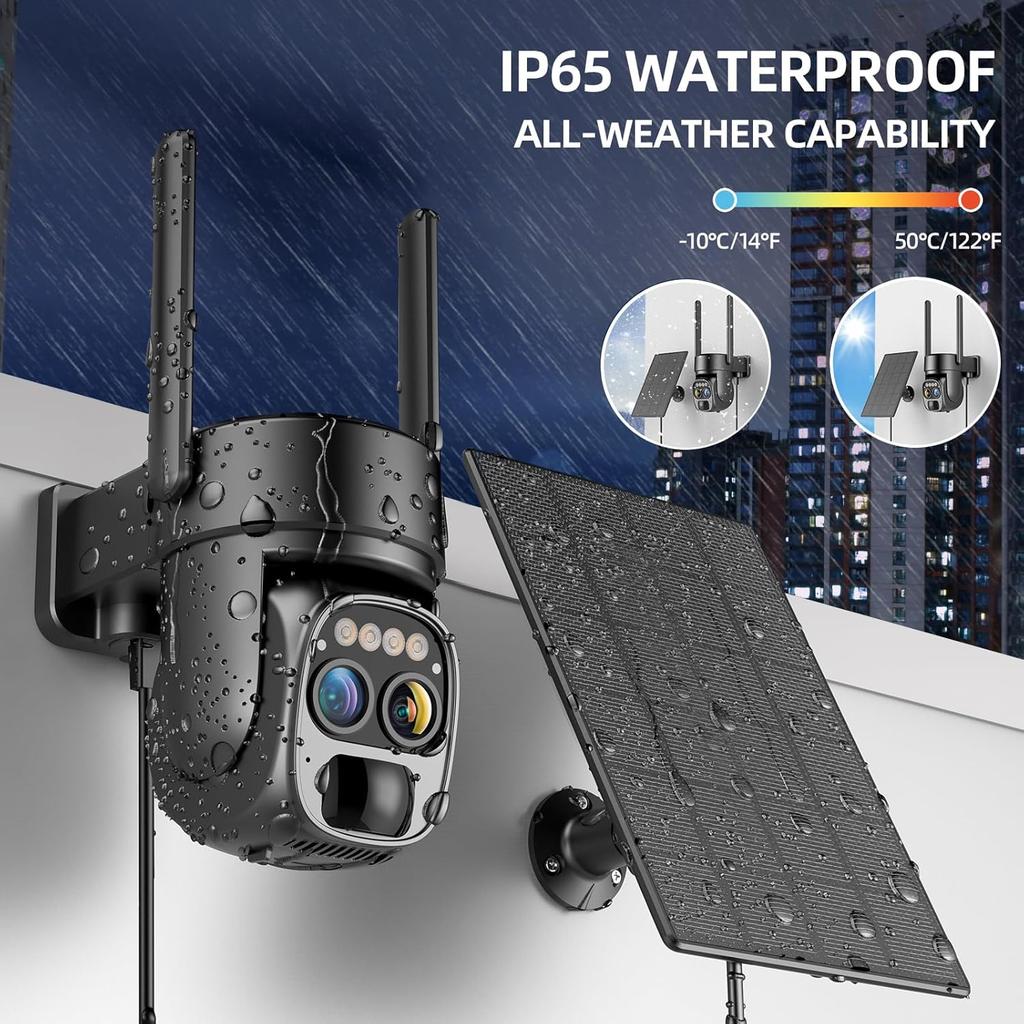 OKAM PRO Outdoor Solar Camera with 10x Optical Zoom 4G SIM PIR Motion Detection Night Vision Two-Way Audio CCTV 9000 MAh Battery