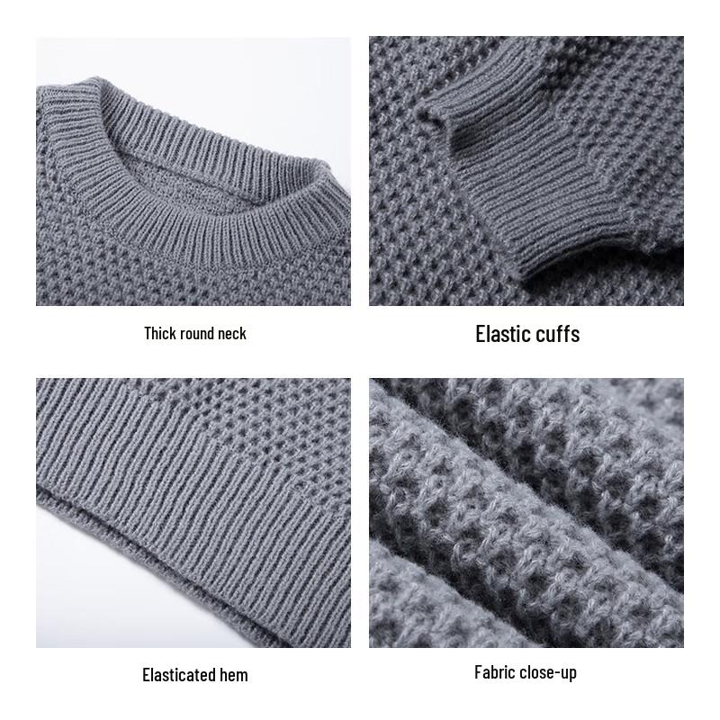 Jeanswest Men's Casual Round Neck Pullover Knit Sweater