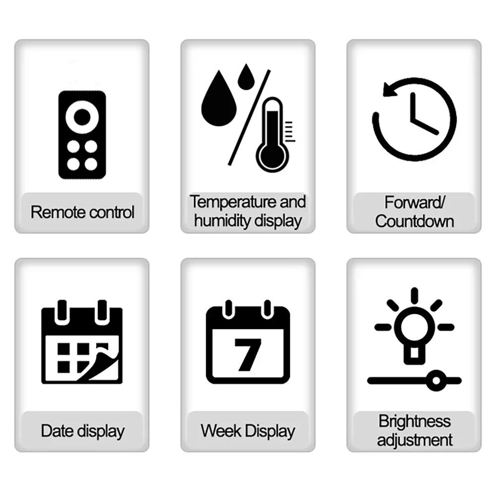 Цифровые настенные часы с большим экраном и функцией обратного отсчета времени. Часы для дома, спальни, гостиной, офиса, домашнего декора.