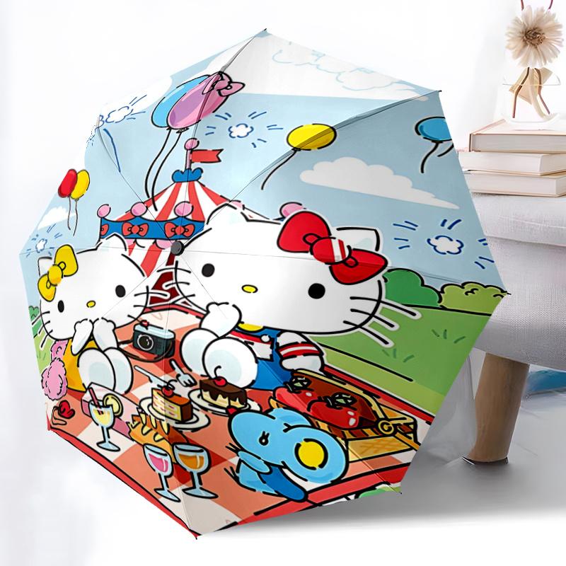 1pc Hello Kitty Picnic with Automatic Opening Umbrella - Portable Folding Design, 8-Bone Iron Frame, Outdoor, Perfect Gift for Fans, Travelers, Everyd
