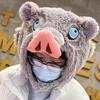 Role Playing Prop Wild Boar Head Plush Hat Devil Killer Hashibira Inosuke Warm Headpiece Japanese Anime Plush Hat