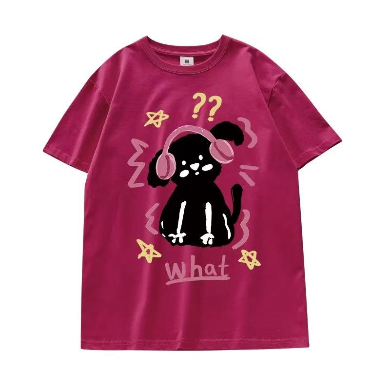Summer new cartoon cute dog design short-sleeved T-shirt women's age reduction versatile casual loose short-sleeved top