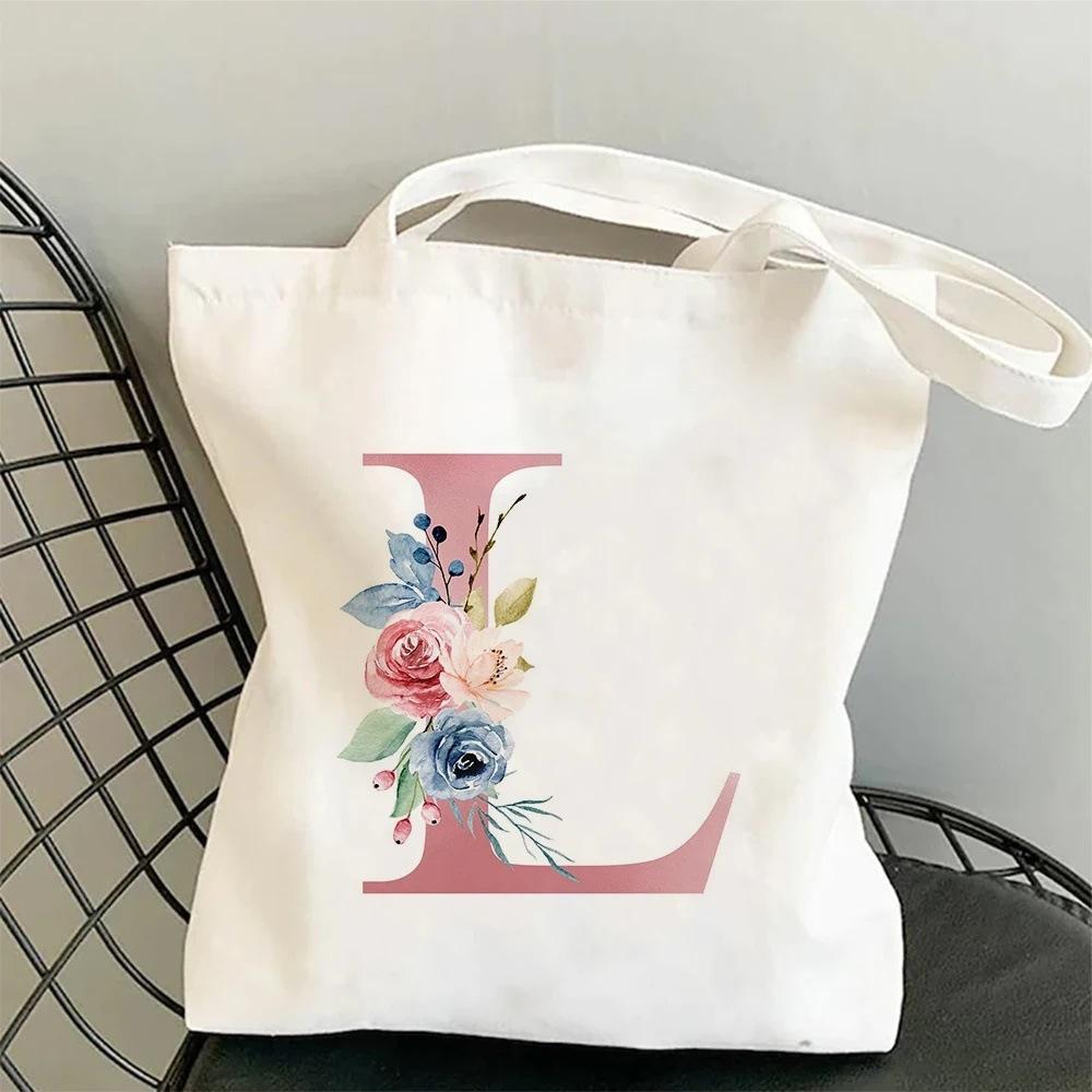 26 Letter Printed Canvas Bag Handbag Large Capacity Fashion Student Shoulder Bag Women