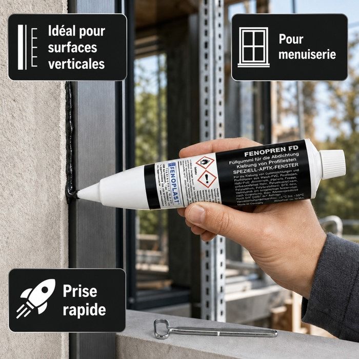 Mastic colle d'étanchéité - FENOPLAST - 180 g - Noir - Résistant UV - Multi-matériaux