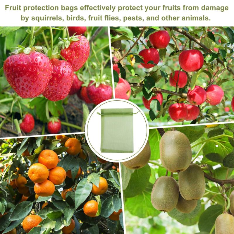 50pcs Garden Fruit Mesh Drawstring Bags Plant Fruit Protective Cover Vegetable Tomato Netting Bags