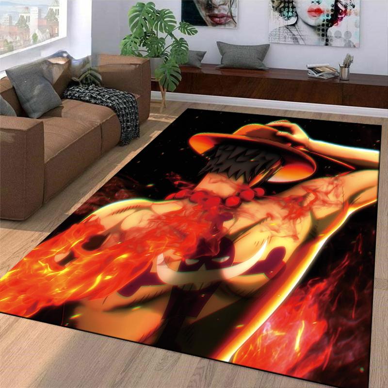 "Fiery Anime Character Scene Printed Carpet for Bedroom Decor" Suitable for use as an anti-slip for living room bedroom sofas