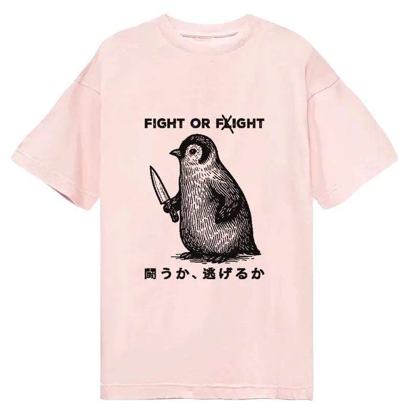 FIGHT OR FLIGHT Печатная хлопковая футболка с мемом для мужчин и женщин Модная удобная рубашка с коротким рукавом ВеснаЛето Новая коллекция