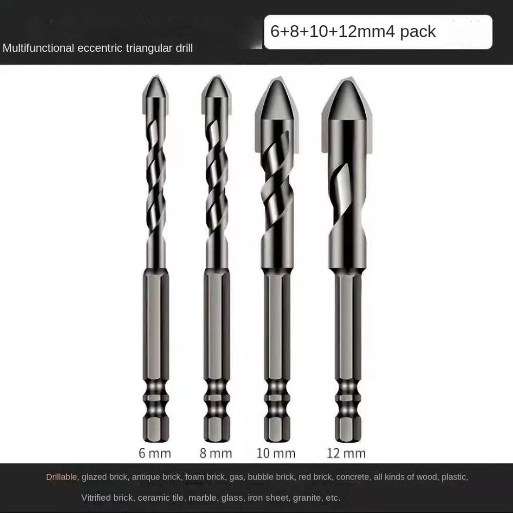 Высокопрочное эксцентриковое сверло с косой головкой, многофункциональное треугольное сверло для плитки, набор сверл, инструменты с шестигранным хвостовиком