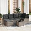 6-piece Garden Sofa Set with Black Poly Rattan Cushions, 2-seater Garden Sofa with Storage 3354108
