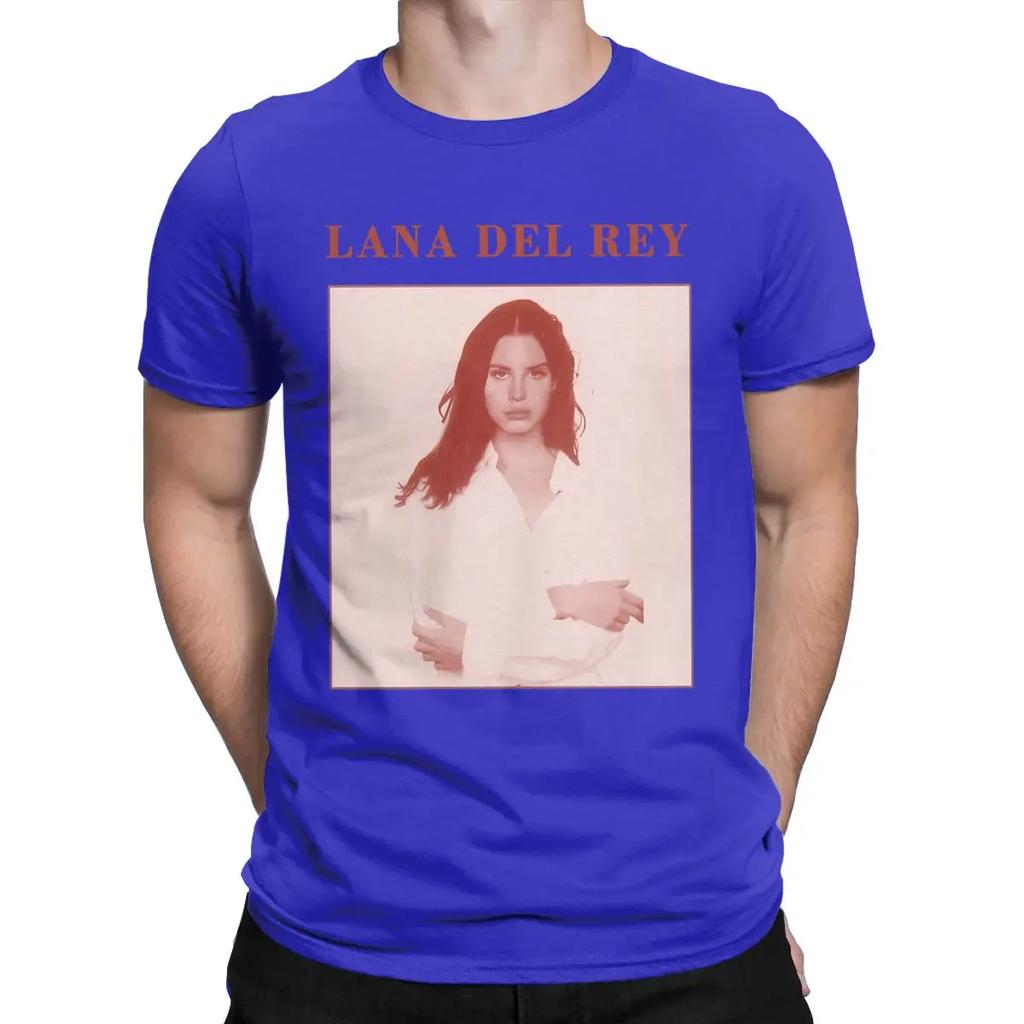 Мужские Розовые Музыкальные Футболки Lana Del Rey Винтажная Хлопковая Одежда Повседневные Футболки с Короткой Рукавой и Круглым Вырезом 4XL Футболки