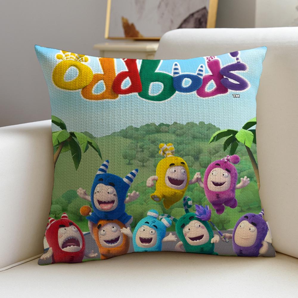 Fun CCartoon OddbodsS Cushion Cover Breathable and skinfriendly linen pillowcase square removable and washable cushion