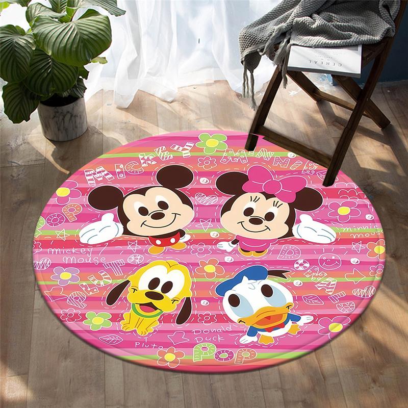 Alfombra redonda con dibujos de Mickey Mouse, alfombra grande para sala de estar, alfombra para juegos, alfombra para juegos infantiles