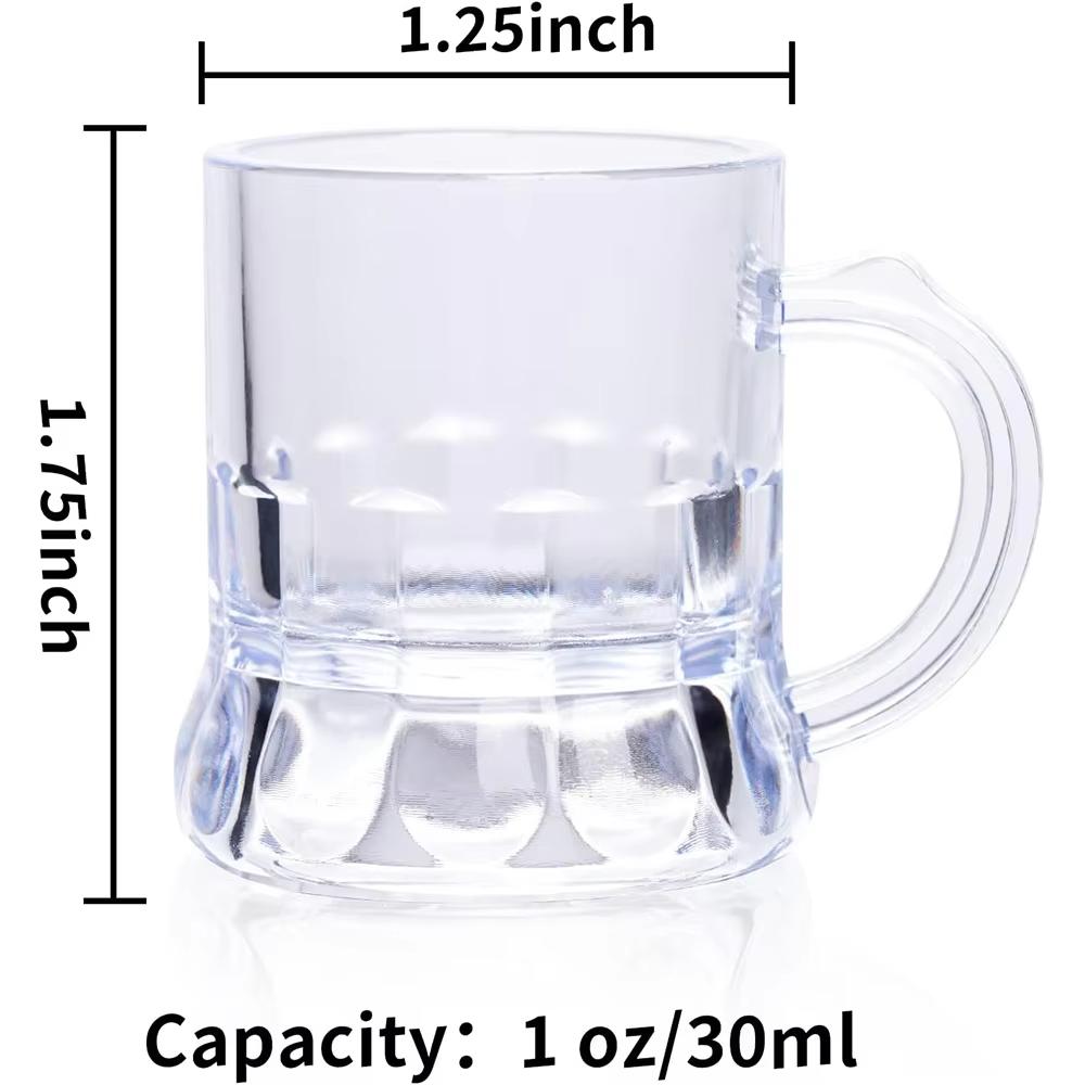 30ml Mini Glass Beer Mugs 1oz Small Shot Glasses Reusable Clear Glass Beer Tasting Glasses For Drinking Beer Whiskey Juice Cups